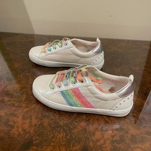 Girls Size 2- tennis sneakers w/ rainbow detail